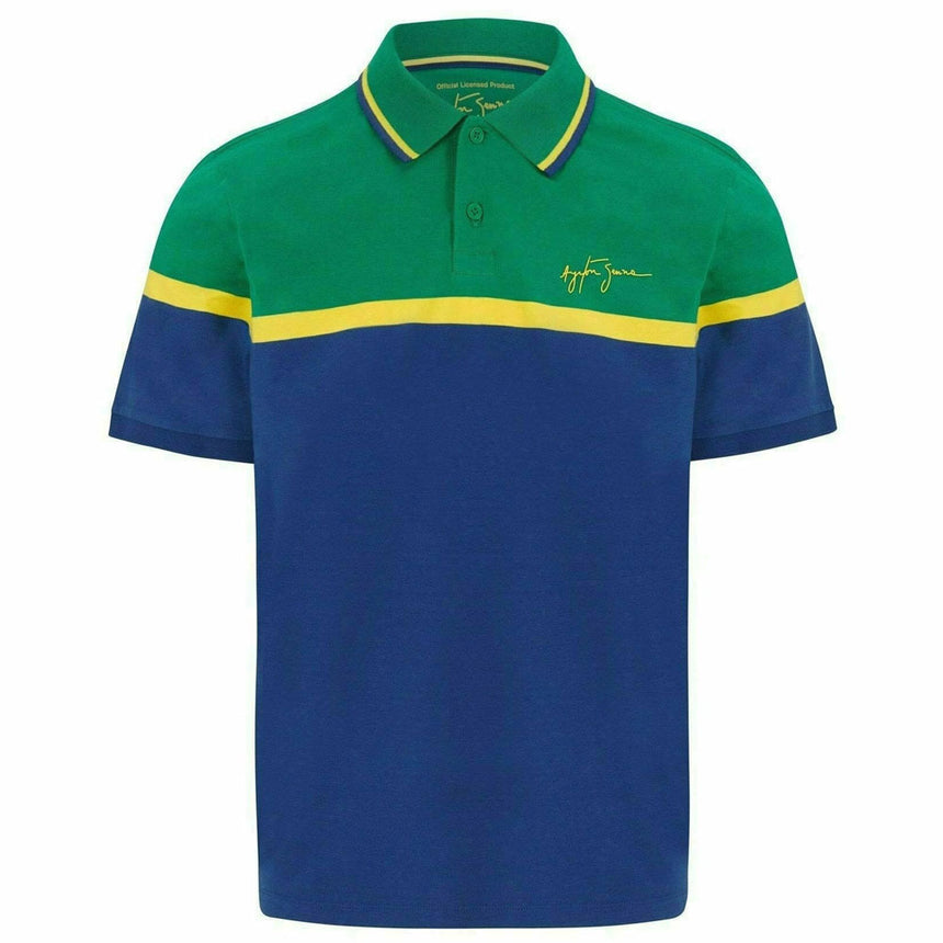Aytron Senna Fan Wear Mens Stripe Polo Navy