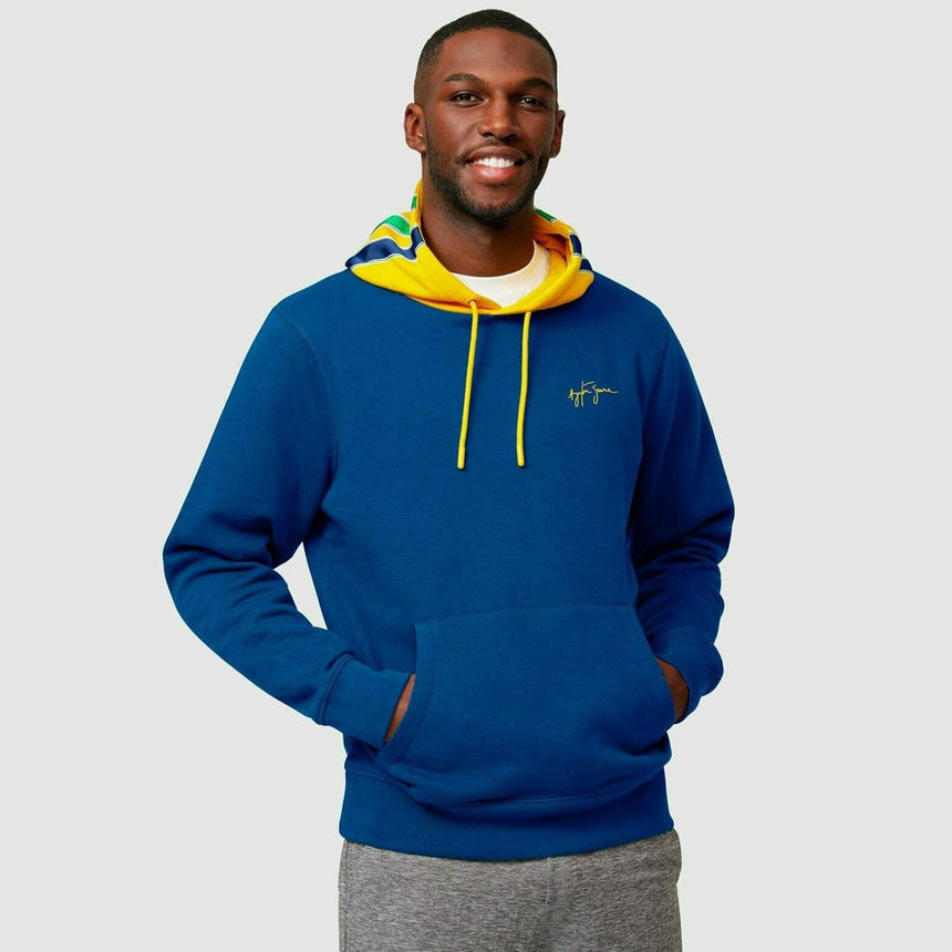 Aytron Senna Fan Wear Mens Stripe Hoodie Navy
