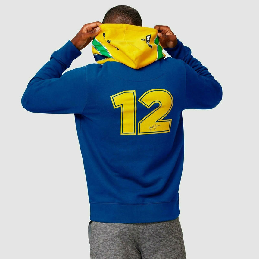 Aytron Senna Fan Wear Mens Stripe Hoodie Navy