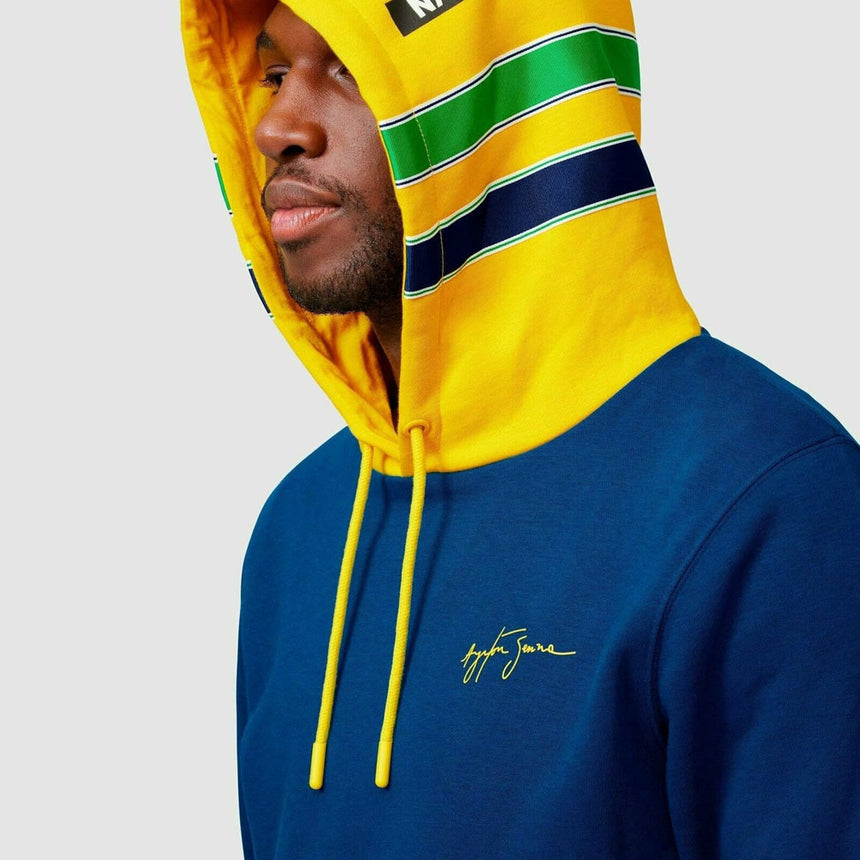 Aytron Senna Fan Wear Mens Stripe Hoodie Navy