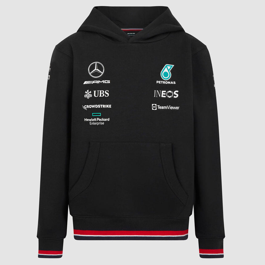 Mercedes AMG Petronas F1 Team Black Replica Kids Hooded Sweat Shirt
