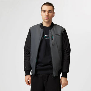 Mercedes AMG Petronas F1 Team Fan Wear Bomber Jacket Grey/Black