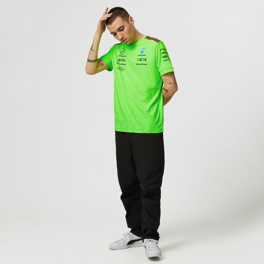 Mercedes AMG Petronas F1 Neon Green Replica Set up Tee Shirt