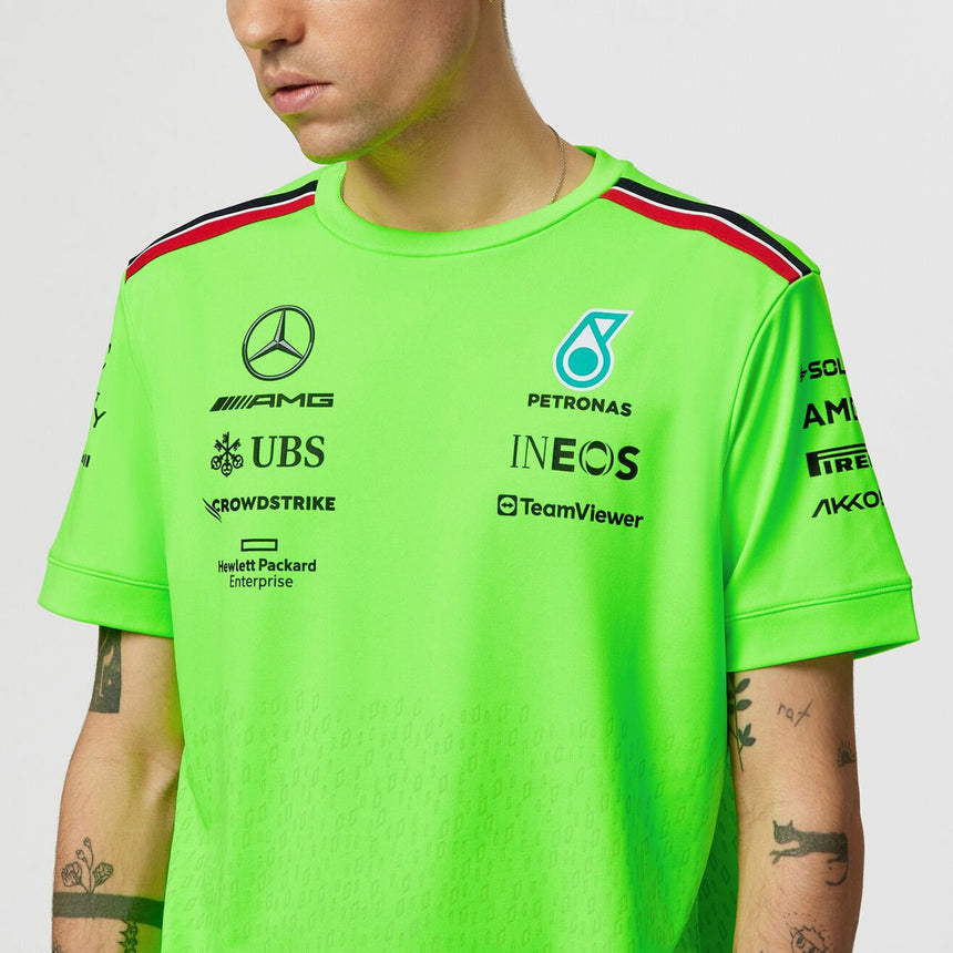 Mercedes AMG Petronas F1 Neon Green Replica Set up Tee Shirt