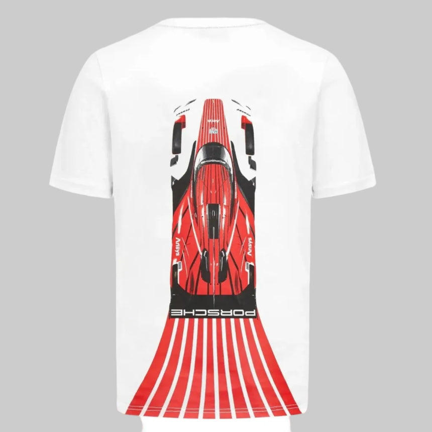 Porsche Motorsport PUMA 2026 Official Penske Team White Car Print Tee Shirt