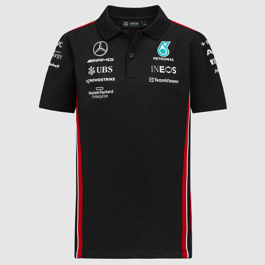 Mercedes AMG Petronas F1 Team Kids Black Polo Tee Shirt