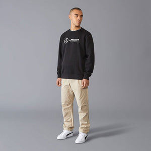 Mercedes AMG Petronas F1 Team Black Crew Neck Front Logo Sweatshirt