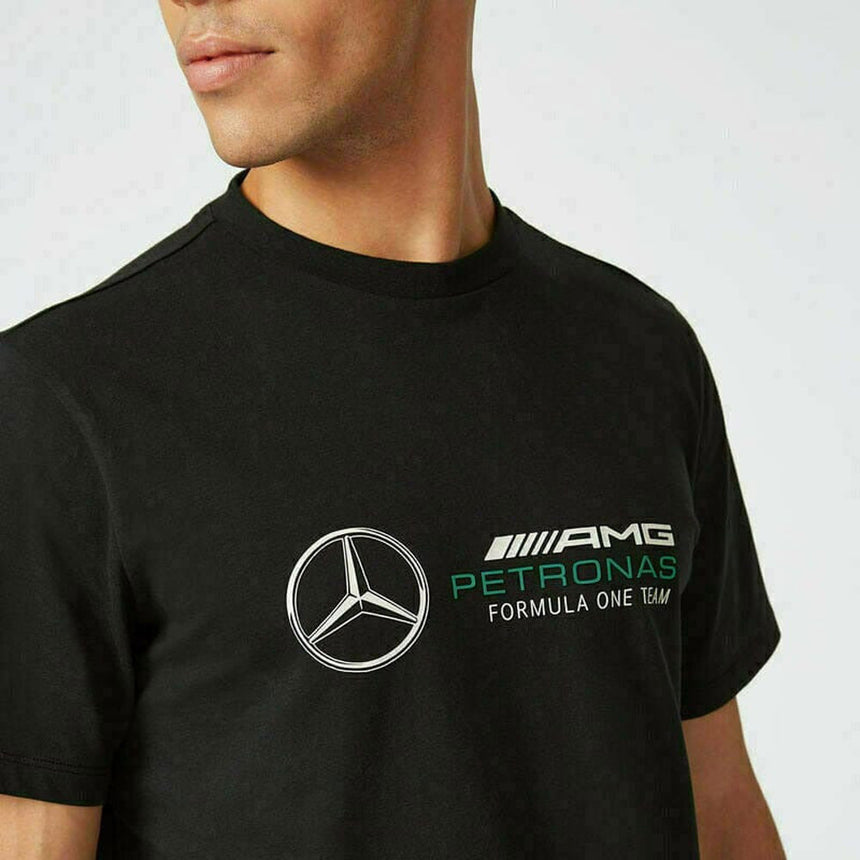 Mercedes AMG Petronas F1 Team Black Fanwear Stealth Logo Tee Shirt