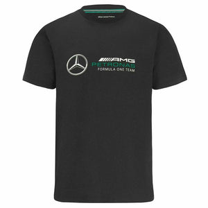 Mercedes AMG Petronas F1 Team Black Fanwear Stealth Logo Tee Shirt