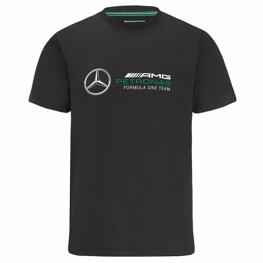 Mercedes AMG Petronas F1 Team Black Fanwear Stealth Logo Tee Shirt