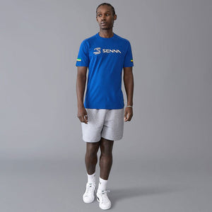 Ayrton Senna Royal Blue Front Logo Fanwear Tee Shirt