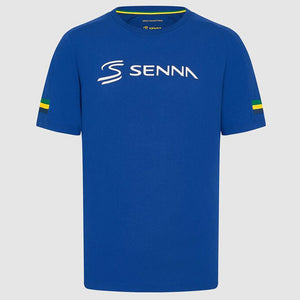 Ayrton Senna Royal Blue Front Logo Fanwear Tee Shirt