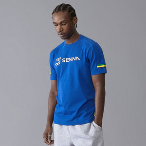 Ayrton Senna Royal Blue Front Logo Fanwear Tee Shirt