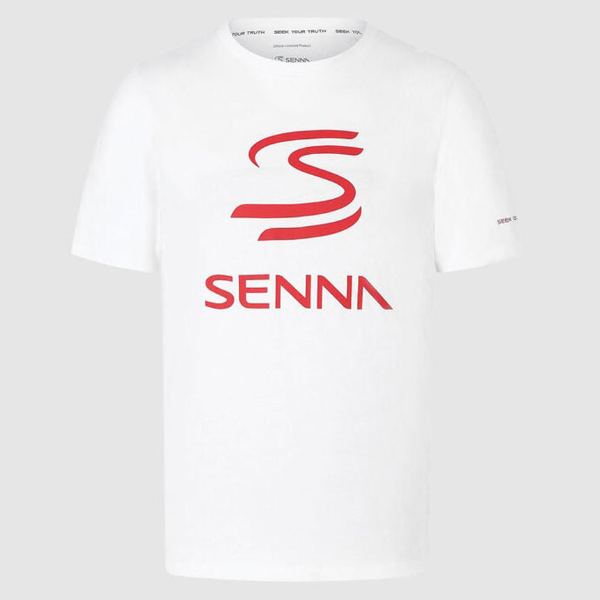 Aytron Senna Bright White Fanwear Double S Senna Logo Tee Shirt