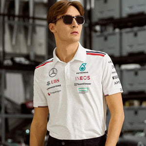 Mercedes AMG Petronas F1 Team 2024 White Polo Tee Shirt