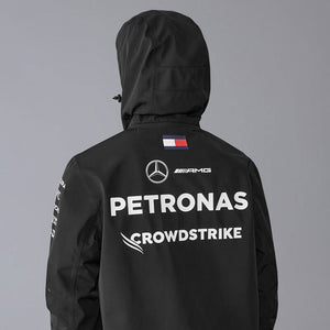Mercedes AMG Petronas F1 Team 2024 Black Waterproof Rain Jacket