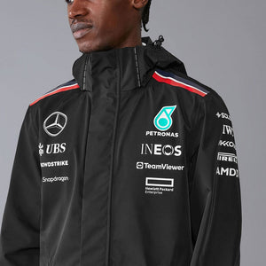 Mercedes AMG Petronas F1 Team 2024 Black Waterproof Rain Jacket