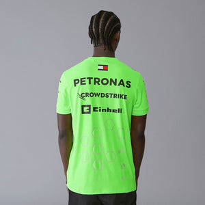 Mercedes AMG Petronas F1 Team Replica Mens Team Set up T-Shirt | Neon Green