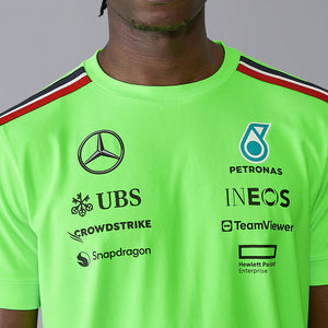 Mercedes AMG Petronas F1 Team Replica Mens Team Set up T-Shirt | Neon Green