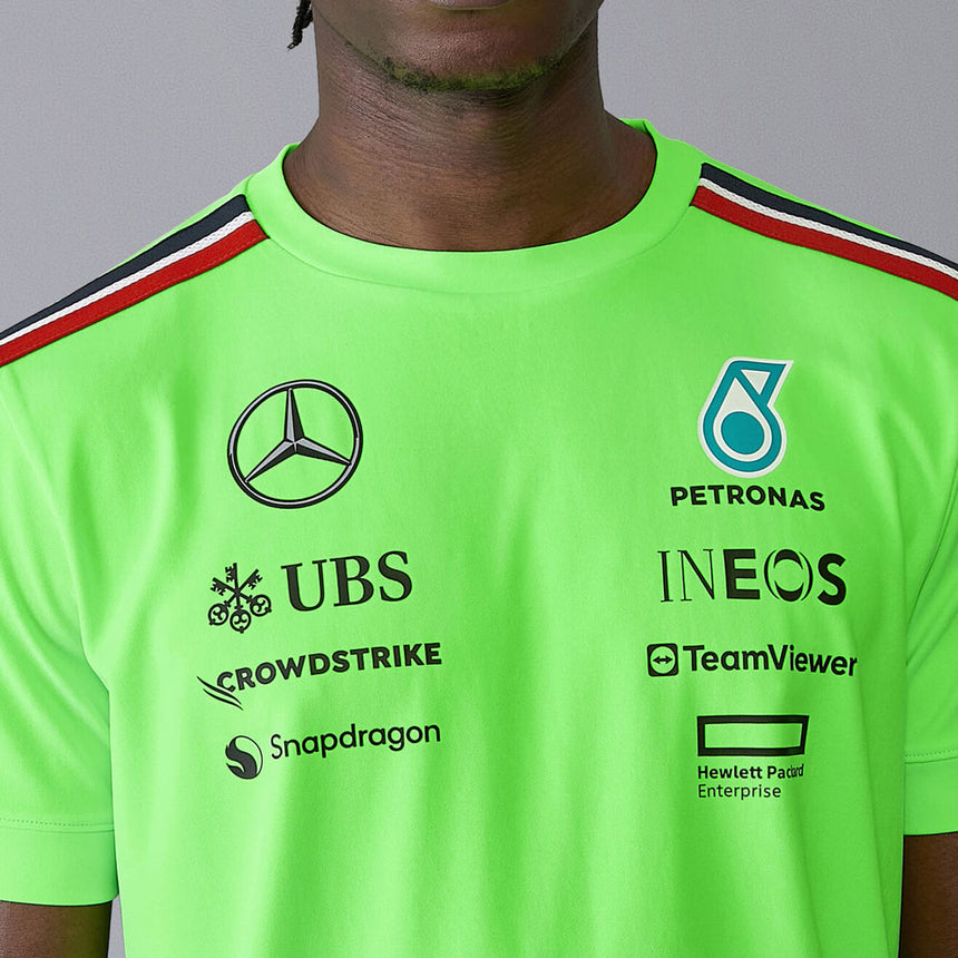 Mercedes AMG Petronas F1 Team Replica Mens Team Set up T-Shirt | Neon Green