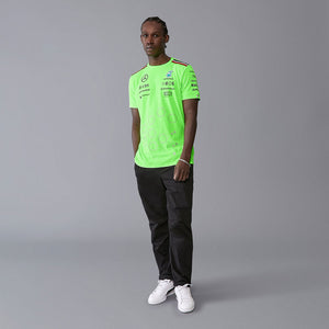 Mercedes AMG Petronas F1 Team Replica Mens Team Set up T-Shirt | Neon Green