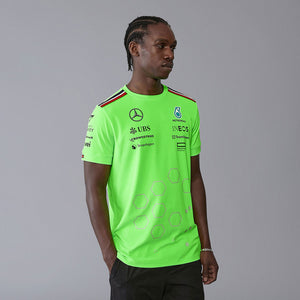 Mercedes AMG Petronas F1 Team Replica Mens Team Set up T-Shirt | Neon Green