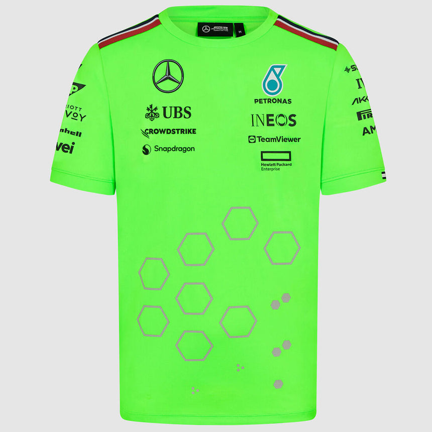 Mercedes AMG Petronas F1 Team Replica Mens Team Set up T-Shirt | Neon Green