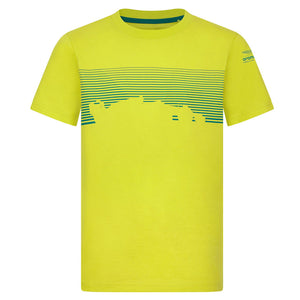 Aston Martin F1 Team Kids Lime Green Fanwear Front Graphic Tee Shirt