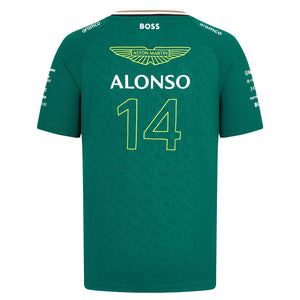 Aston Martin F1 Team Kids Green Fernando Alonso #14 Drivers Tee Shirt