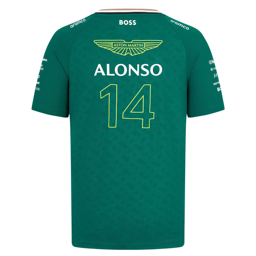 Aston Martin F1 Team Kids Green Fernando Alonso #14 Drivers Tee Shirt