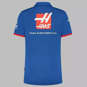 Haas F1 Team Ladies Blue Replica Drivers Zip Polo Tee Shirt