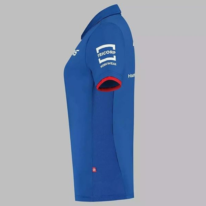 Haas F1 Team Ladies Blue Replica Drivers Zip Polo Tee Shirt