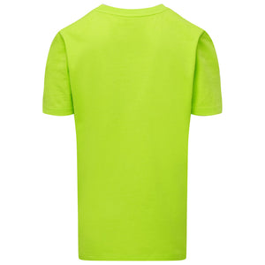 Aston Marting Racing Kids Lime Green Car Graphic Front Print Tee Shirt