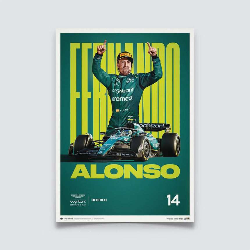 Fernando Alonso 2023 Aston Martin Aramco Cognizant Formula One™ Team Official Event Poster