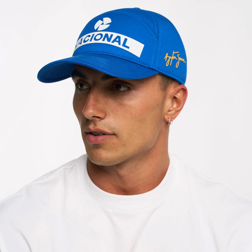 Ayrton Senna Blue Original Nacional Front Logo Adjustable Fit Cap