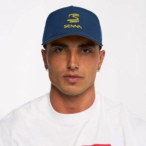 Ayrton Senna Navy Blue Double SS Logo Adjustable Size Leisure Cap