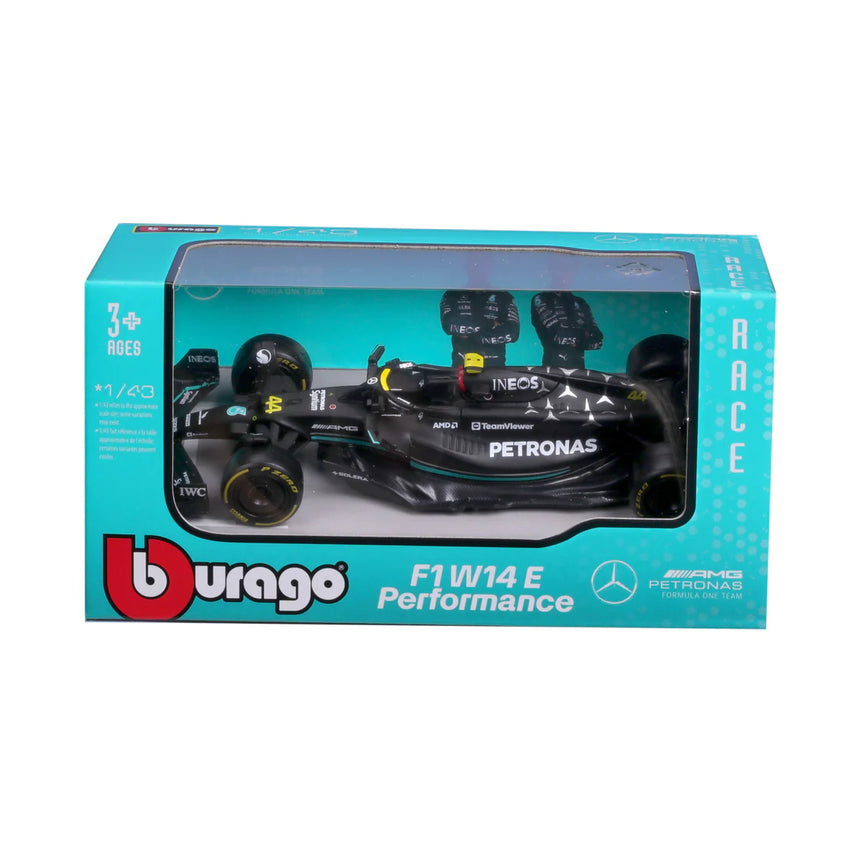 Burago 1:43 Mercedes AMG Petronas F1 Team Lewis Hamilton Window Box Model
