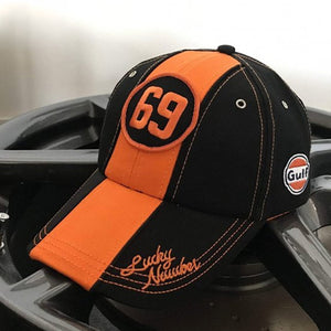 Grandprix Original Gulf Lucky Number 69 Black/Orange Adjustable Size Baseball Cap