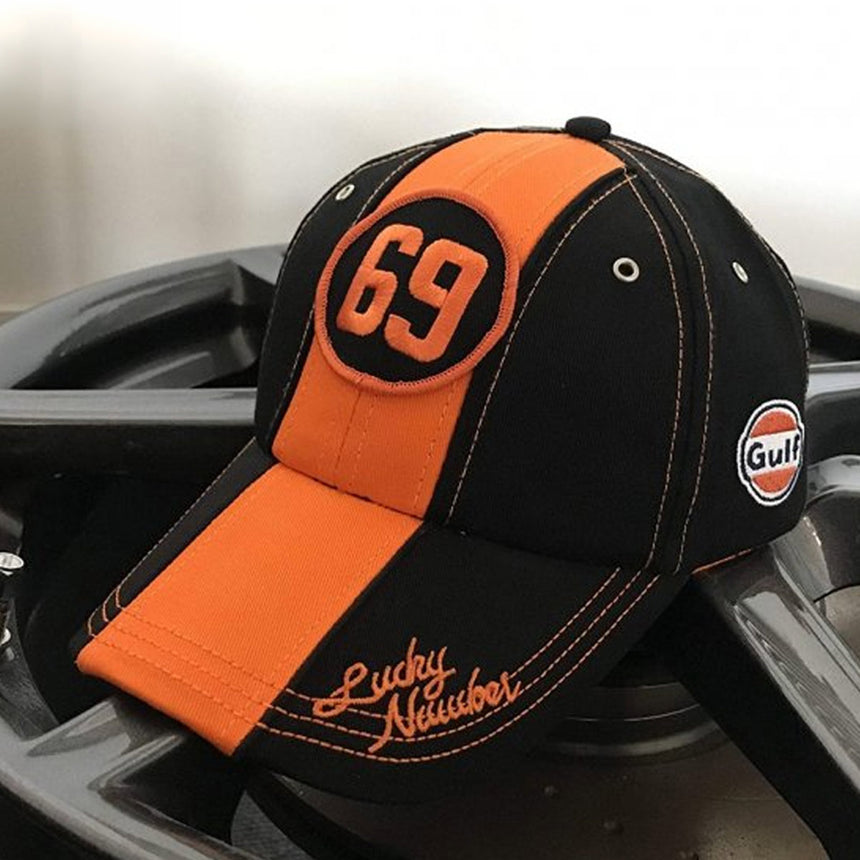 Grandprix Original Gulf Lucky Number 69 Black/Orange Adjustable Size Baseball Cap