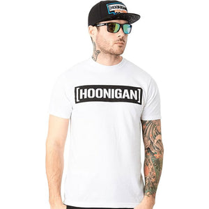 Hoonigan Censor Bar Front Print White Tee Shirt