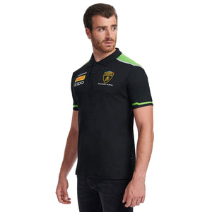 Lamborghini Squadra Corse Officially Licensed Black Team Drivers Polo Tee Shirt