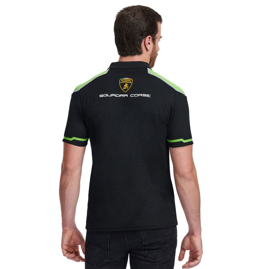 Lamborghini Squadra Corse Officially Licensed Black Team Drivers Polo Tee Shirt
