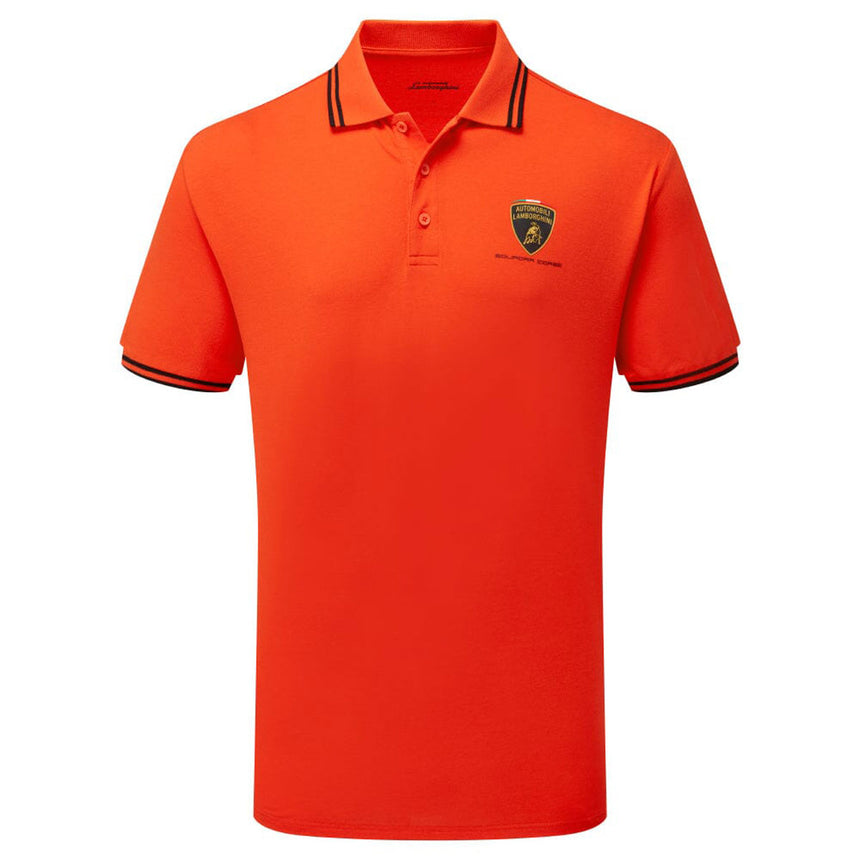 Lamborghini Squadra Corse Officially Licensed Orange Team Travel Polo Tee Shirt