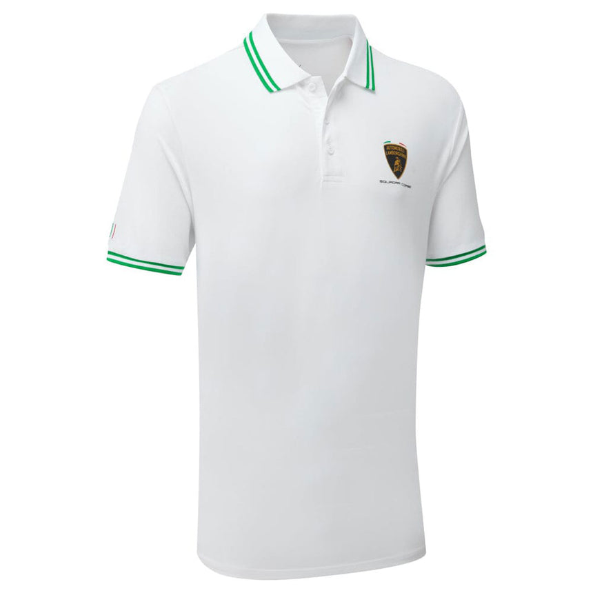 Lamborghini Squadra Corse Officially Licensed White Team Travel Polo Tee Shirt
