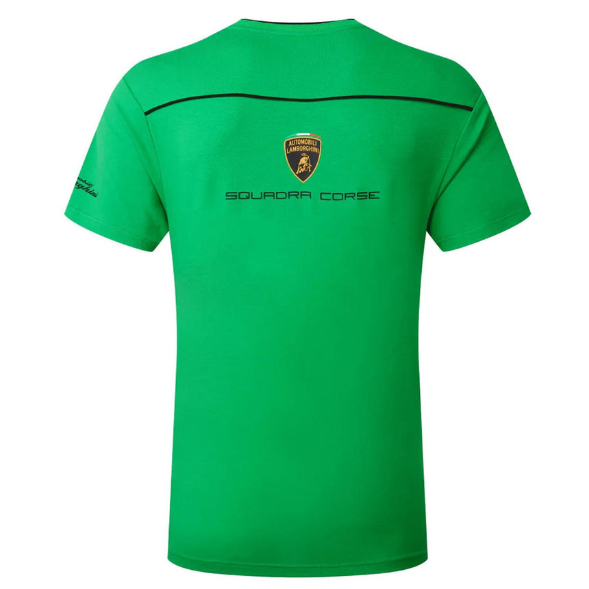 Automobili Lamborghini Squadra Corse Travel T-Shirt Green  | Front And Back Logo
