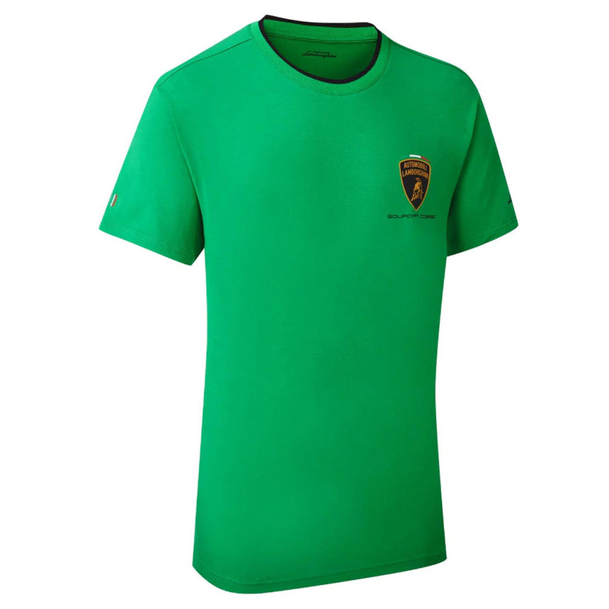 Automobili Lamborghini Squadra Corse Travel T-Shirt Green  | Front And Back Logo