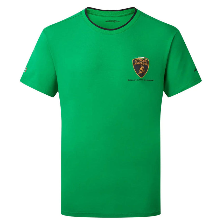 Automobili Lamborghini Squadra Corse Travel T-Shirt Green  | Front And Back Logo