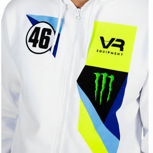 Valentino Rossi VR46 White Monster Energy Logo Full Front Zip Hoodie