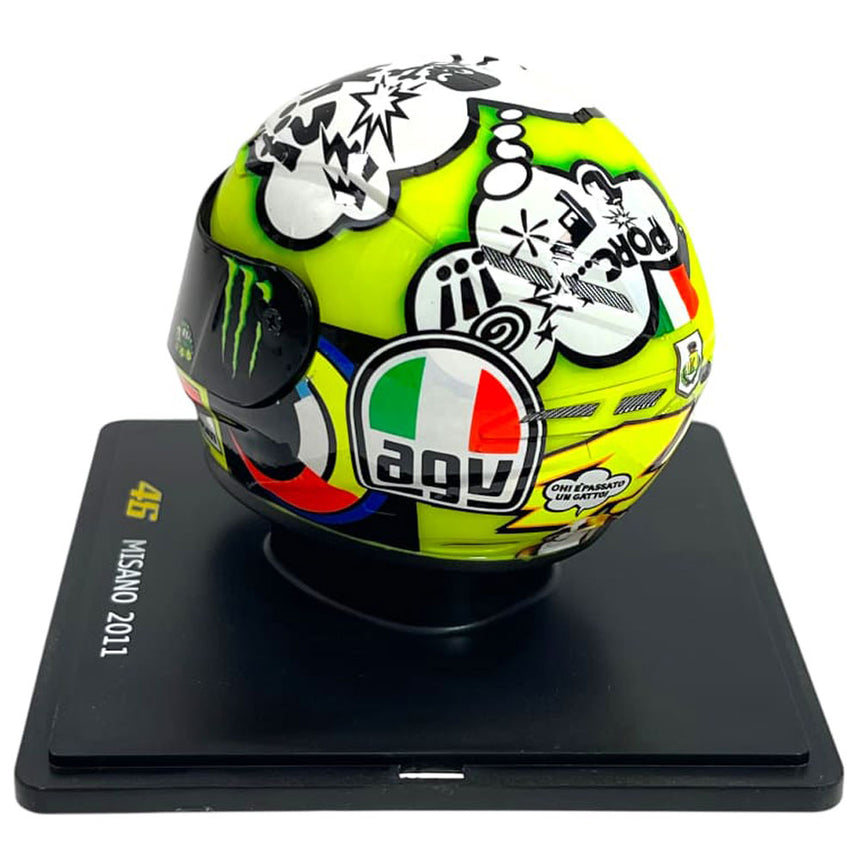 Valentino Rossi VR46 Replica 1:5 Scale Mini Herlmet Misano 2011