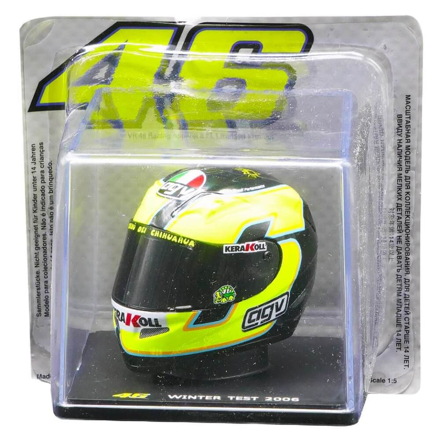 Valentino Rossi VR46 Replica 1:5 Scale Mini Helmet Winter Test 2006